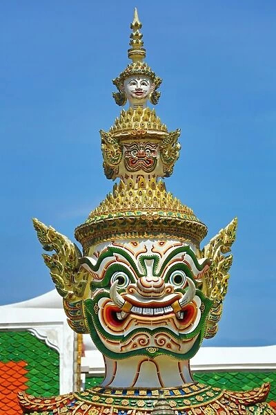 Giant Temple Guardian statue, Wat Phra Kaew, Temple of the Emerald Buddha Complex, Bangkok, Thailand
