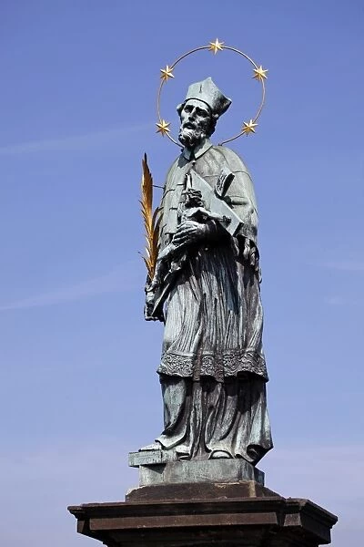 Statue of St. John on Charles Bridge in Prague, Czech Republic