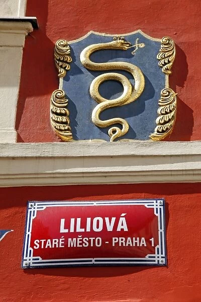 Street sign in Prague, Czech Republic