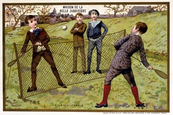 Boys playing and watching a tennis match