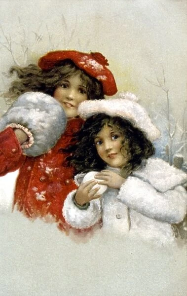 Two girls outdoors in winter clothing