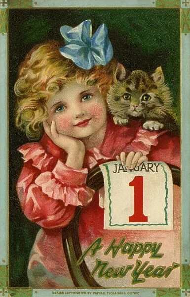 Image of young girl & kitten