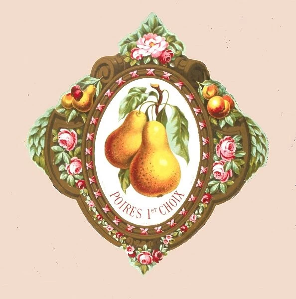 Ornate label design for pears