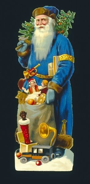 Traditional Father Christmas delivering presents