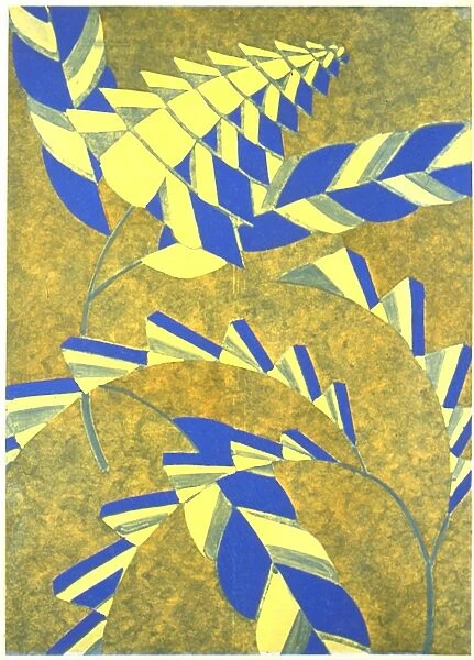 Yellow and blue abstract art deco design