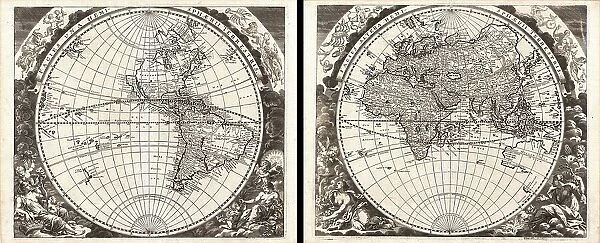 1696 Zahn Map Of The World In Two Hemispheres