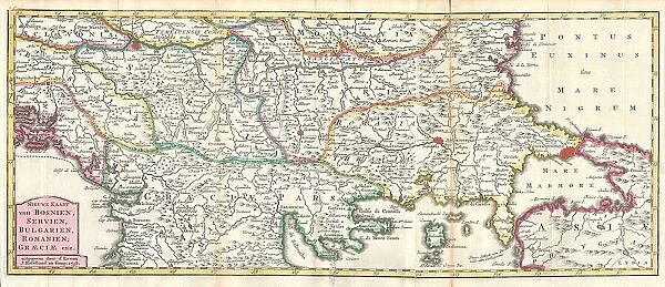 1738 Ratelband Map Of The Balkans Bosnia Serbia