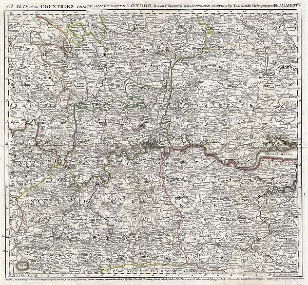 1773 Kitchin Map Of The Country 30 Miles Around London