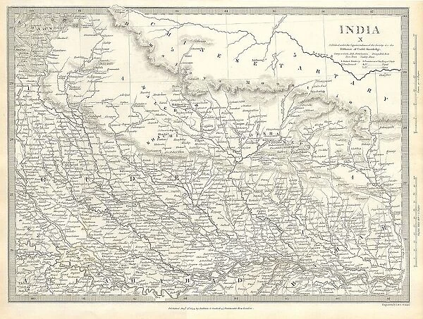 1834 S.D.U.K. Map Of North India Nepal And Allahabad