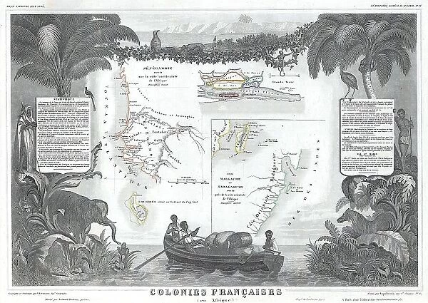 1848 Levasseur Map Of Senegal Gambia And Madagascar