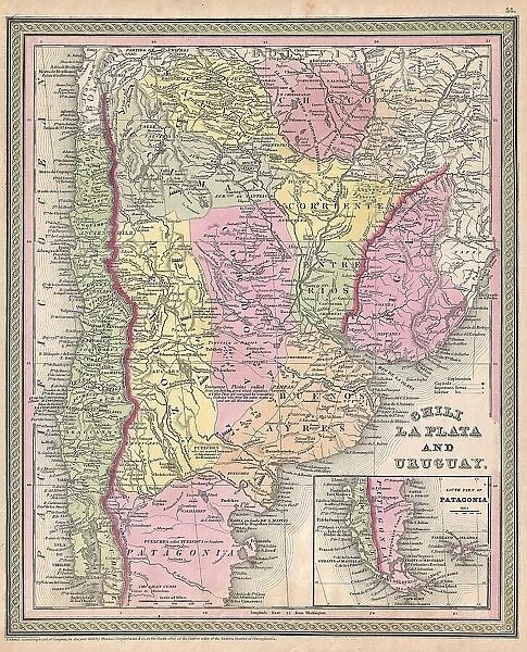 1853 Mitchell Map Of Argentina La Plata Uruguay And Chili