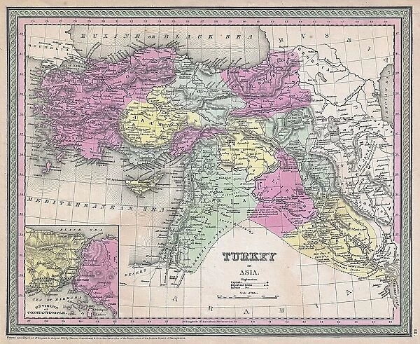 1853 Mitchell Map Of Turkey In Asia Palestine