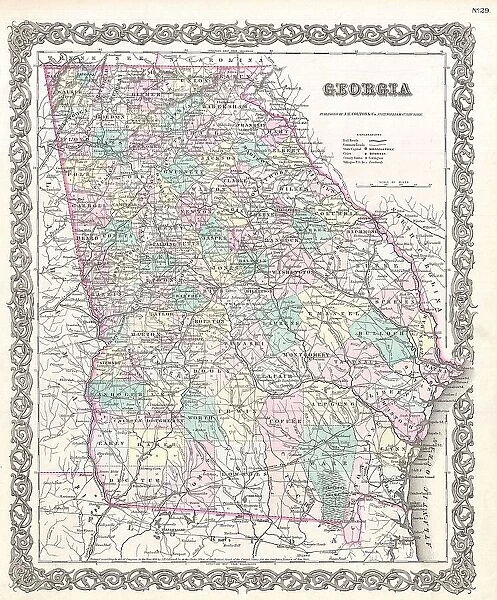 1855 Colton Map Of Georgia Topography Cartography