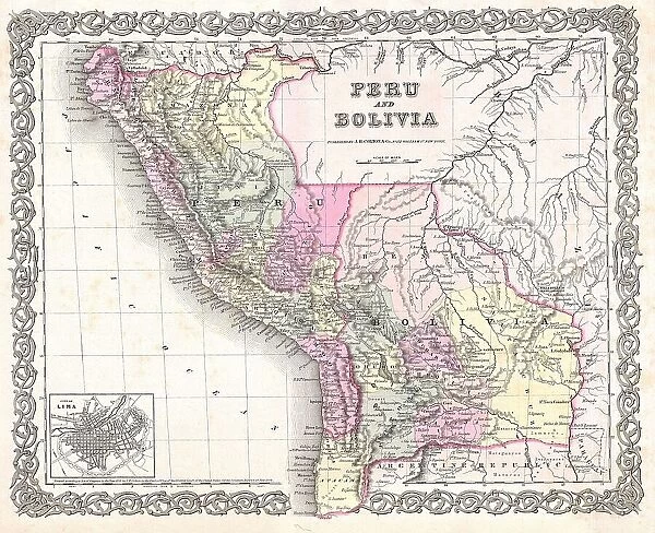 1855 Colton Map Of Peru And Bolivia Topography