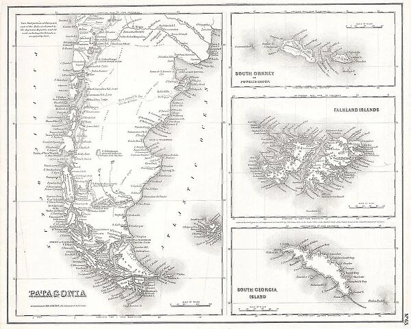 1855 Map Of Patagonia Argentina Falkland Islands