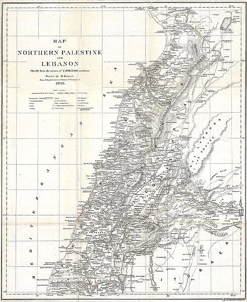 1856 Kiepert Map Of Lebanon Topography Cartography