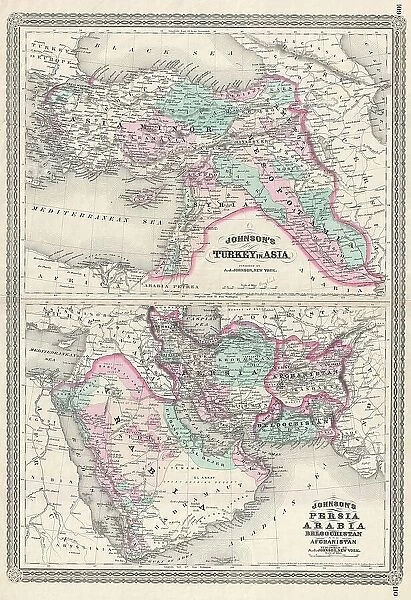 1870 Johnson Map Of Turkey Persia Arabia Iran
