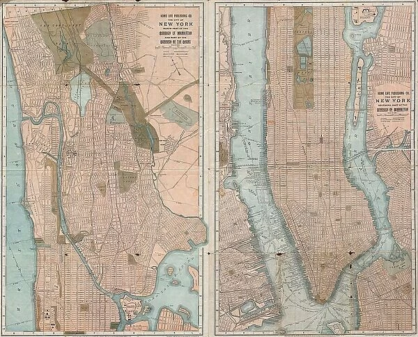 1899 Home Life Map Of New York City Manhattan And The Bronx