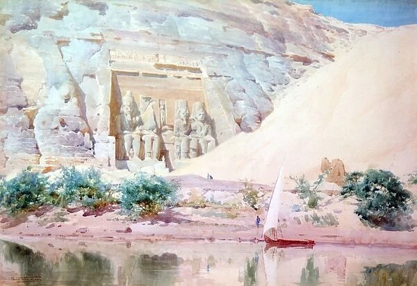 Abu Simbel, Watercolour. Robert Talbot-Kelly (1861-1934) English orientalist landscape painter