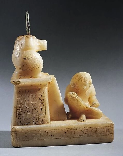 Alabaster statue of god Nehmertuf with god Thoth as a baboon