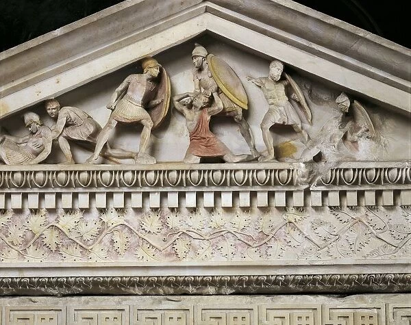 Detail of Alexander sarcophagus, marble, from royal necropolis of Sidon, Lebanon