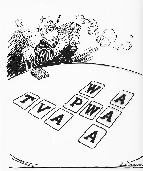 Alphabet agencies depicted in a cartoon parody of President Roosevelts New Deal