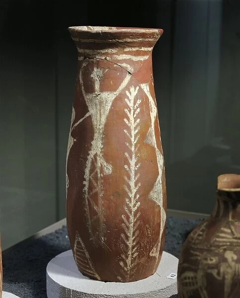 Ancient Egyptian decorated clay bottle, Predynastic Period
