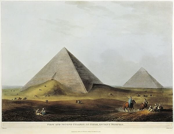 Arab dwelling built on ancient ruins along the Menuf canal in Egypt from Views in Egypt by Luigi Mayer, engraving, 1804