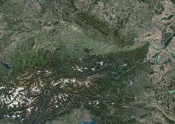 Austria. Color satellite image of Austria and neighbouring countries