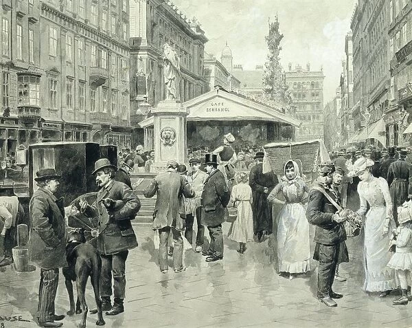 Austria, Vienna, The Graben in Vienna, watercolor, 1888