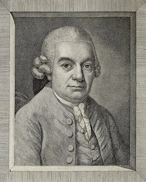 Austria, Vienna, Portrait of Carl Philipp Emanuel Bach (Weimar, 1714 - Hamburg, 1788), German composer and organist, engraving