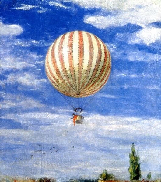 The Balloon, 1878. Pal Szinyei Merse (1845-1920) Hungarian painter. Man waving