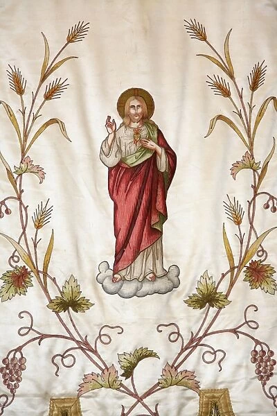 Banner depicting Jesus in Notre-Dame of Fresneau church