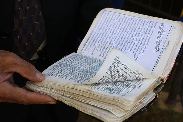 Bible reading at a Gipsy Evangelical meeting