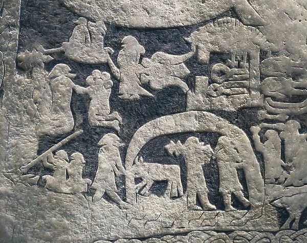 Bildstenar runestone, detail depicting Valhalla, from Gotland, Sweden