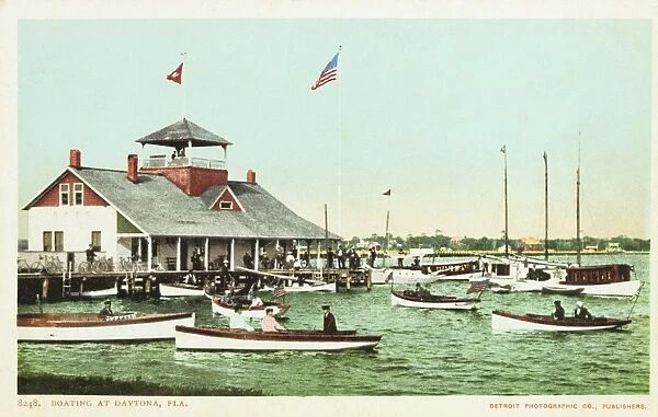 Boating at Daytona, Fla. Postcard. ca. 1888-1905, Boating at Daytona, Fla. Postcard