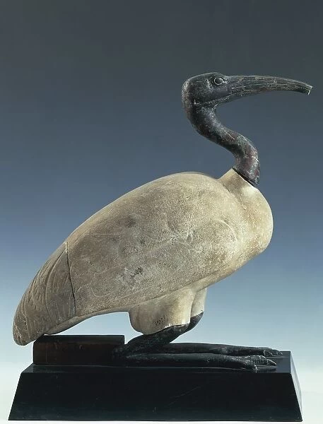 Bronze and limestone statue of ibis, Thots sacred animal