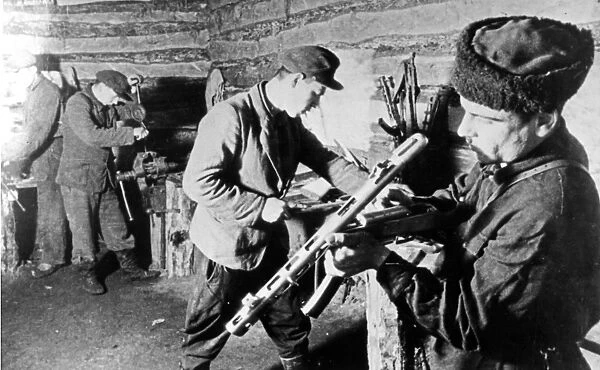 Byelorussian partisans of the kotovsky detachment in the shop for making arms