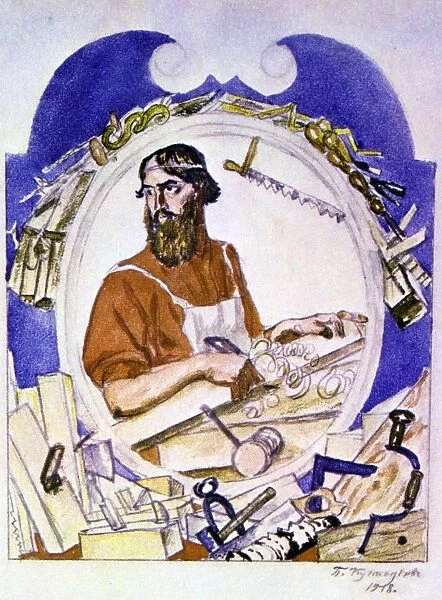 The Carpenter, 1918. Boris Mikhaylovich Kustodiev (1878-1827) Russian painter