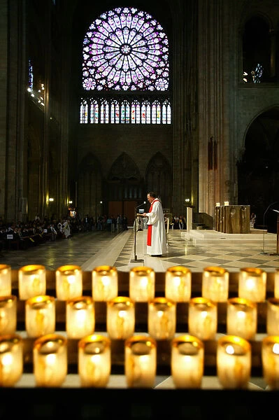 Celebration in Notre Dame of Paris cathedral