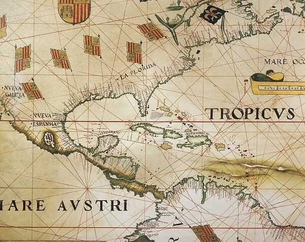 Central America, from Portuguese planisphere, 1550