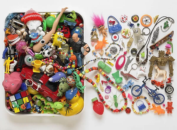 Collection of plastic toys and childrens jewellery