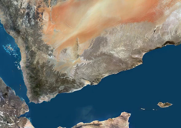 Yemen. Color satellite image of Yemen and neighbouring countries