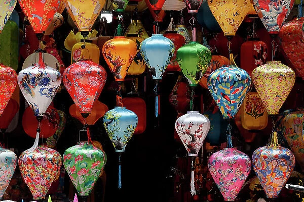 Colorful traditional lantern shops in old Hanoi