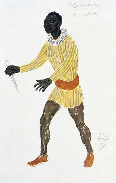 Costume design for Monostatos, 1913. Monostatos, a Moor in the service of Sarastro