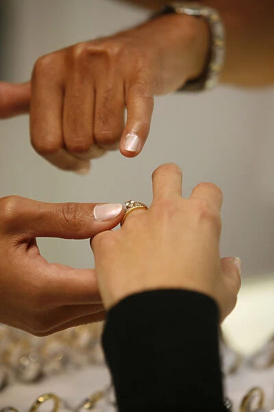 Couple choosing a wedding ring