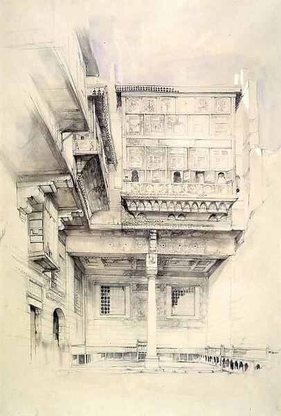 Courtyard of the Artists House at Cairo, 1841-1851. Watercolour. John Frederick Lewis