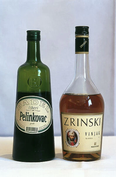 Croatia, bottles containing Pelinkovac liqueur and Zrinski brandy