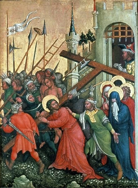 Via Crucis, Via Dolorosa: Simon of Cyrene offering to help Christ carry his cross to Calvary
