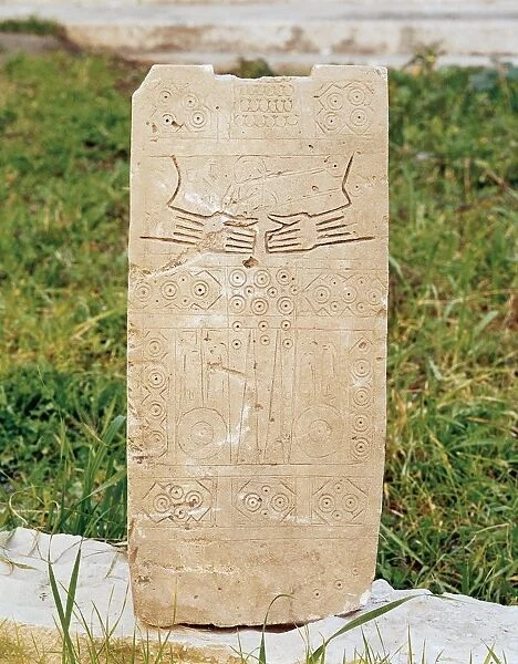 Daunian civilization, figured stele or smenhir, from Siponto, Apulia Region, Italy